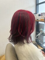 ヘア ルーナ バイ アプリーレ(hair lune by Aprire) アンブレラカラーレッドカラーチェリーレッドブリーチなしカラー
