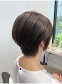 小顔ショートボブカラー大人ショートボブひし形ショートカット