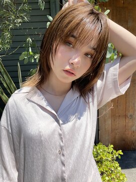 ローウェ 名駅(Louwe) マロンベージュハイライトAラインボブ/顔回りレイヤー