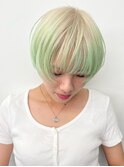 pail beige & pail green × short hair
