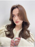 くびれヘアレイヤーカットブラウンカラー