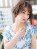 斜めバングインナーカラーくせ毛風ミニボブc5大宮20代30代40代