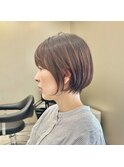 ショートボブマッシショート/前髪/イメチェン/グレージュカラー