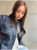 mowen オレンジブラウン×切りっぱなしミディアム