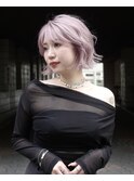 ブリーチ2～3回のピンクラベンダー×切りっぱなしBOB◎