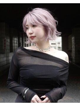 ピア(Pia) ブリーチ2~3回のピンクラベンダー×切りっぱなしBOB◎