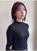 レッドカラー＋切りっぱなしボブ