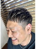 ショートメッシュ　白髪ボカシ