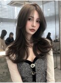 ミルクグレージュ/くびれレイヤーボブ/韓国巻き/顔周りカット