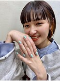 (akiko)オレンジイヤリングカラー×耳かけショート