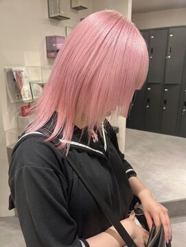 ベレーザ 渋谷(BELEZA) 7880ミルクティーピンクハイトーンカラーマッシュパーマ韓国ボブ