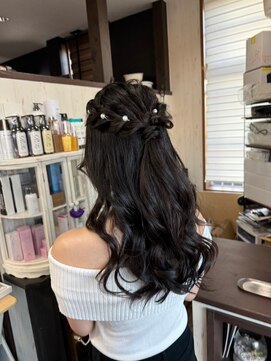 ヘアー リードレス(hair Re:dress) お姫様ハーフアップ★結婚式 二次会 お呼ばれ ドレス