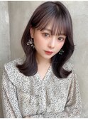 ぱっつんくびれヘアヨシンモリレイヤー暗髪カラー