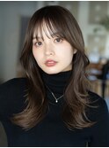 伸ばしかけロングレイヤーカット毛先パーマ顔周りカット