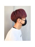レッドバイオレットなメンズヘア