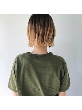 ヤント(yant) 根元残しブリーチ  ×  ワンレンボブ