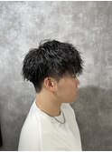 ベリーショート/ダークアッシュ/ニュアンスパーマ/韓国マッシュ