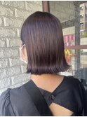 切りっぱなしボブ×ラベンダーブラウン
