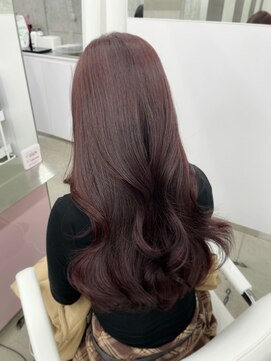 エヌアイ オモテサンドウ(ni omotesando) ブリーチなしワインレッド/韓国レイヤーカット★上野