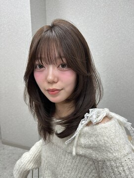 天神美容室 天神大名レイヤーカットブラウングレージュ