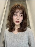 レイヤー/セミロングボブスパイラルパーマ白髪ぼかしショート
