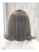 大人可愛い30代40代50代◎つややかアッシュ系カラー外はねミディ