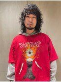 bibito メンズウルフ ウェーブパーマ グランジ ファッション