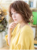 透け感くせ毛風外ハネミディアムボブウルフa戸頭20代30代40代