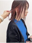 インナーカラーベリーピンク×外ハネボブ