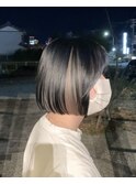 インナーカラー#切りっぱなしボブ#ブリーチ#ダブルカラー#豊橋