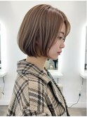 美髪/ワイドバング/レイヤーカット/くすみベージュ/新小岩駅