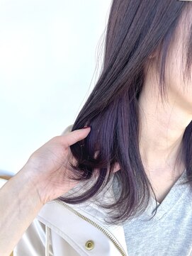 シェル 津山の手店(shel) 10代20代イヤリングカラーパープルインナーカラー秋カラー