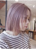 【macana指名】ピンクミルクティーベージュボブブリーチ