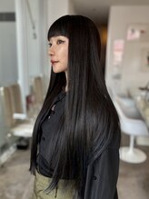 アージェガーデン(AGEE GARDEN) ロング ワイドバング 黒髪 ストレート 縮毛矯正