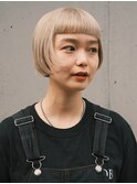 くせ毛多毛ショートミニボブ前髪ワイドぱっつん顔周りレイヤー