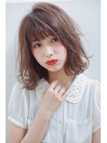 【重山】30,40代くびれセミディ無造作カール3Dカラーロブ♪