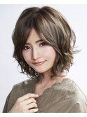 小顔外ハネミディアムボブルフ20代30代40代くびれミディ