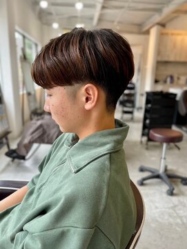 メンズカット バイ ソイクフ(メンズカット by SOY-KUFU) MEN'SHAIRアッシュブラックカルマパーマダークアッシュ