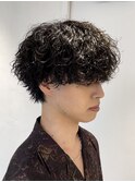 波巻きマッシュパーマメンズツイストスパイラルツーブロック