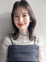 似合わせカットオリーブベージュこなれミディ美髪こなれヘア