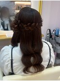 サイドお団子ハーフアップ