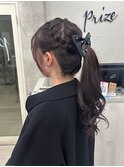 編み込みポニーテールヘアアレンジ