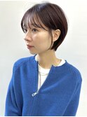 透明感カラー ボブ 前髪 ショート カラー ブリーチ&カラー
