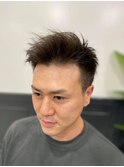 右~左に流してフロント上げるスタイル