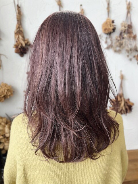 2024  セミロングナチュラル ×ピンクブラウン 髪質改善 暖色