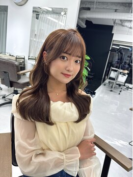 ハピネス 梅田茶屋町店(HAPPINESS) レイヤーロング/ぱっつん前髪/ミルクティベージュ/韓国ヘア
