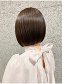小顔見せショートベージュカラーブリーチしない透明感カラー