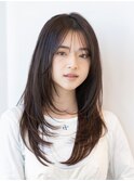 ロングレイヤー/20代30代大人かわいい/オリーブブラウン
