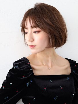 ファーレ ツルミ(Fare tsurumi) 切りっぱなしボブ タッセルボブ 前髪なしボブ オリーブベージュ