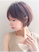 小顔ショートボブココアベージュオリーブグレー